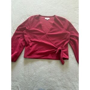Texture & Thread Madewell Red Wrap Tie Long Sleeve Top Women's Large